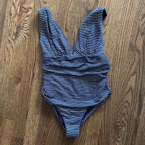 LeSwim Navy/White Plunge Onepiece Swimsuit